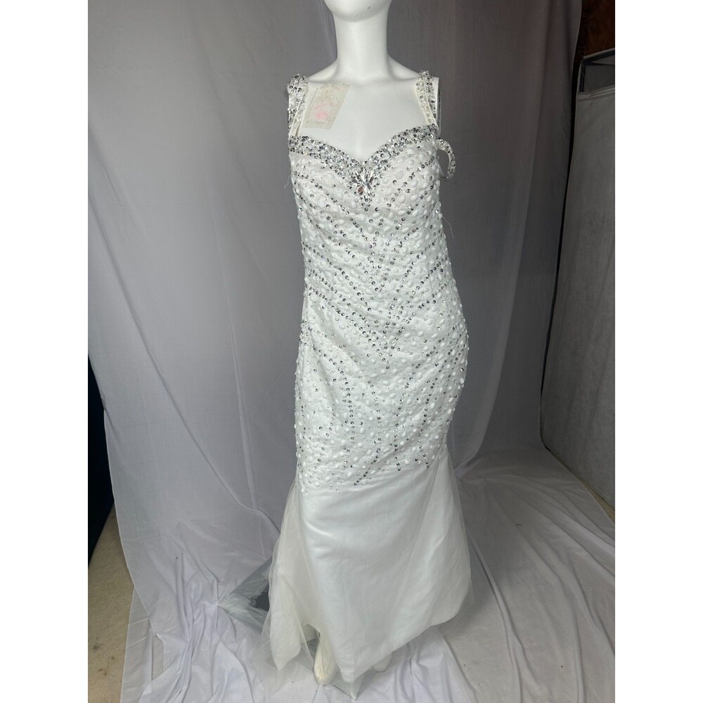 Glamorous Beaded Mermaid Wedding Dress Chandelier Back Sweetheart Prom Gown Sz 6